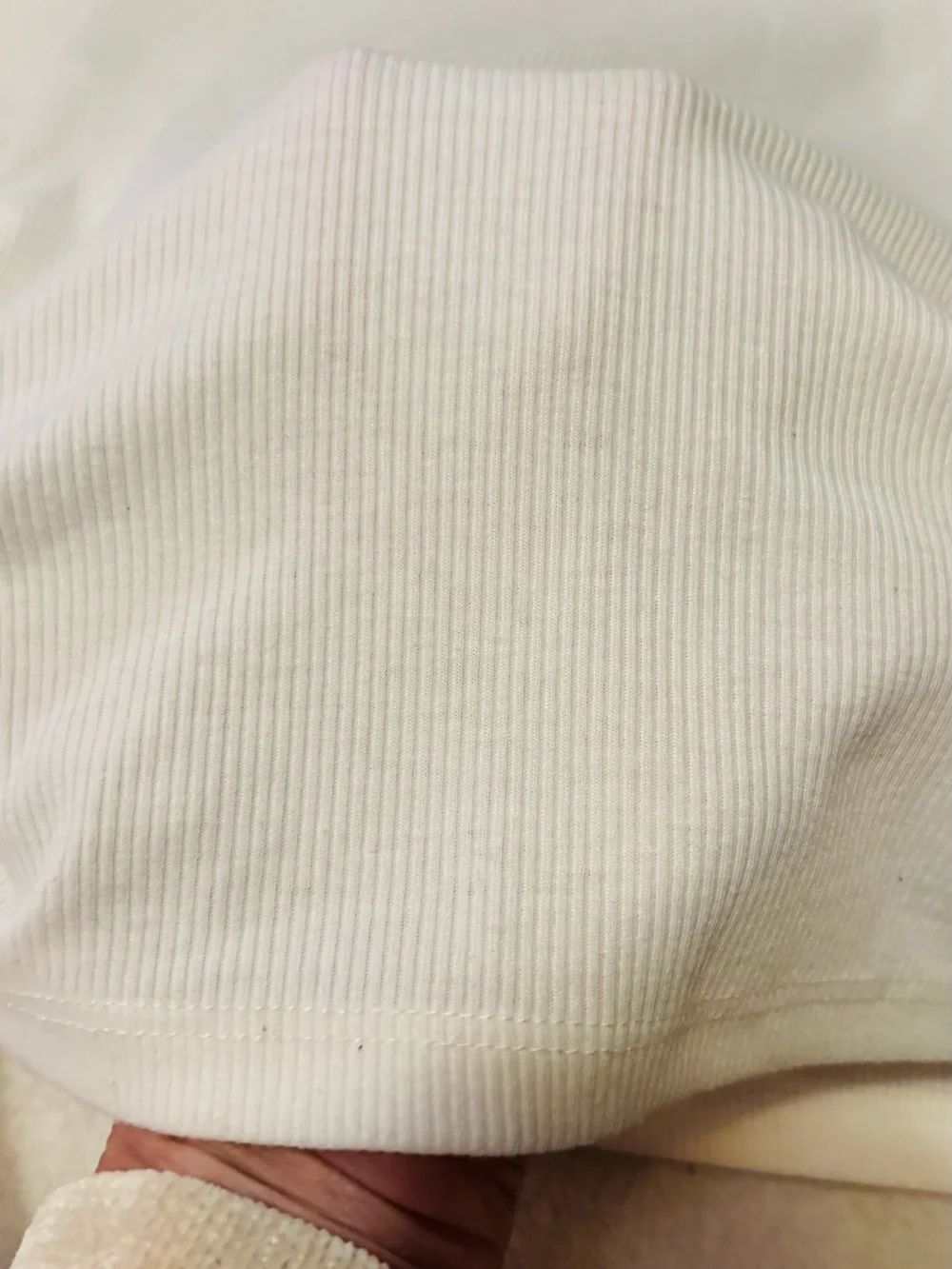 ZARA Cream Ribbed Short Sleeve Top with Side Tie Ruching Size Large EUC - Picture 6 of 6